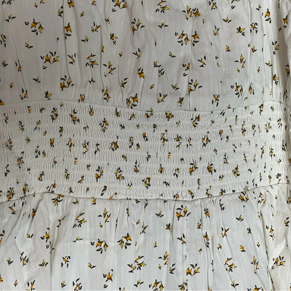 Nordstrom BP Ivory Dress with Puff Sleeves and Detailed Floral Bursts Juniors L - Picture 6 of 16